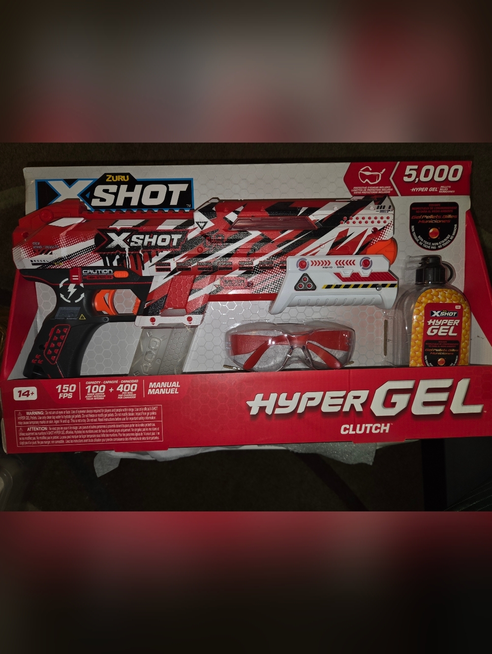 NEW Hyper Gel Clutch Zuru X-Shot, Toy Blaster with Goggles, Gel Pellets